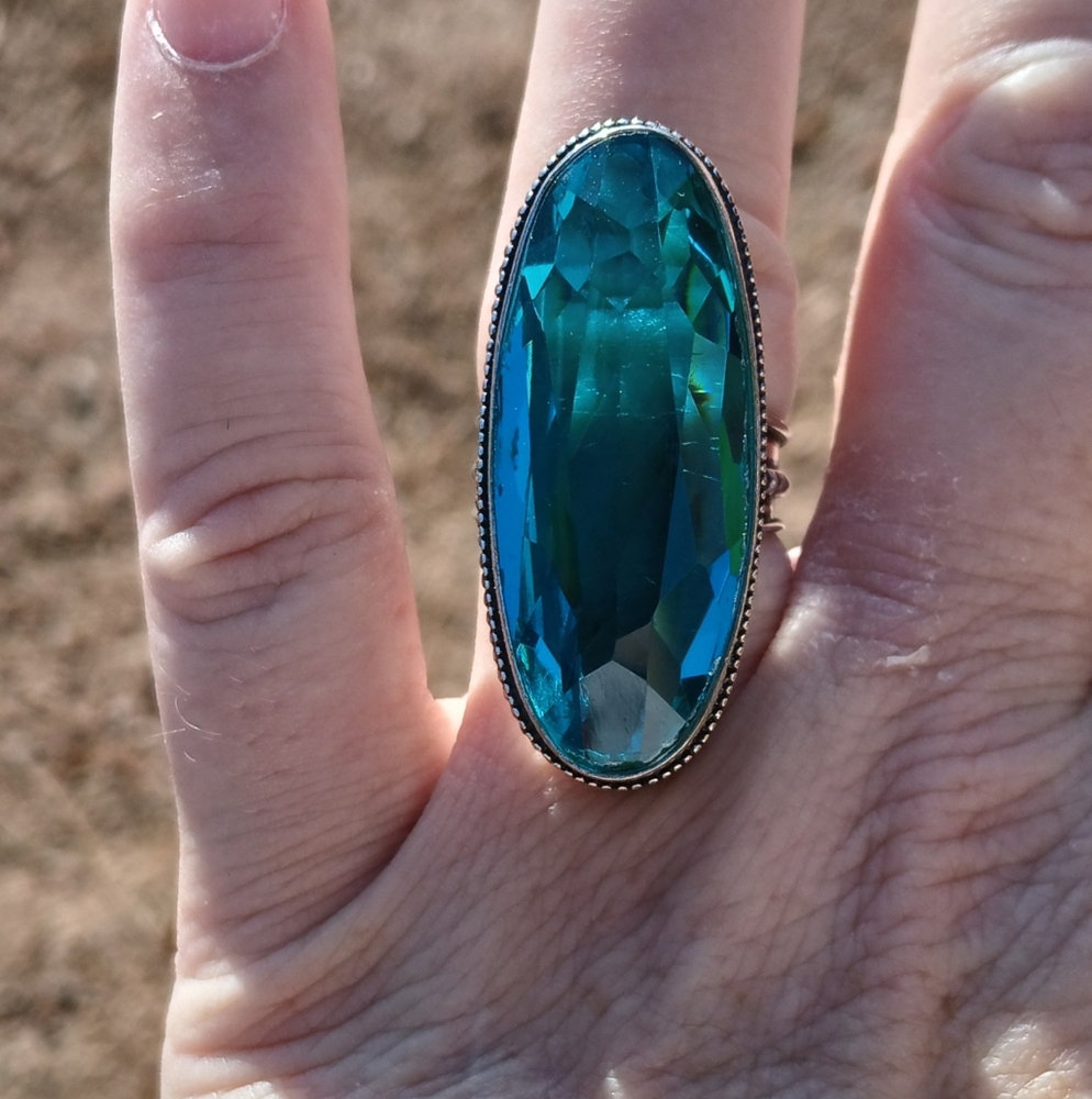 New Apatite 925 Silver Statement Ring.